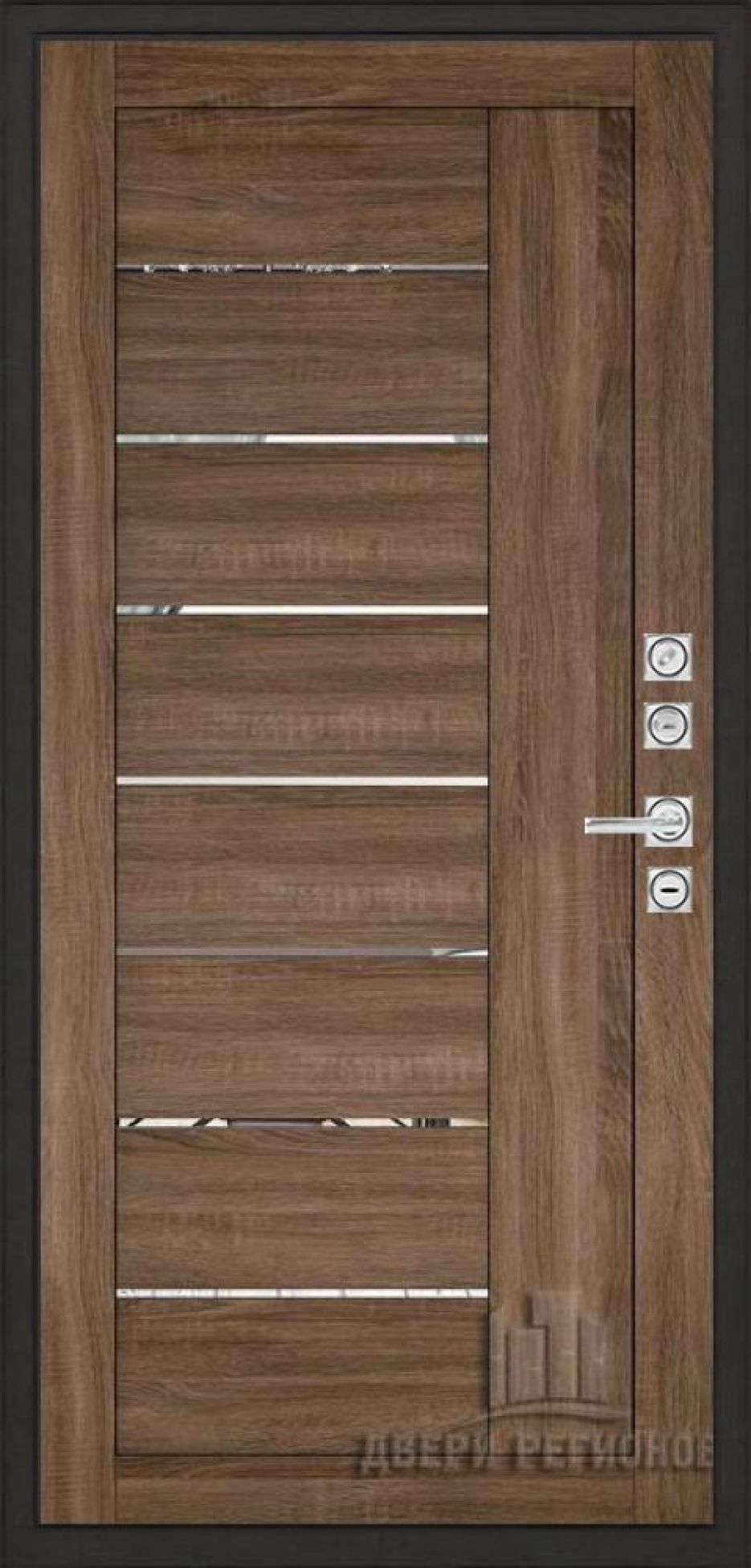 Входная дверь Regidoors Сенатор Плюс MOTTURA LIGHT 2110 с зеркалом "Серый велюр"