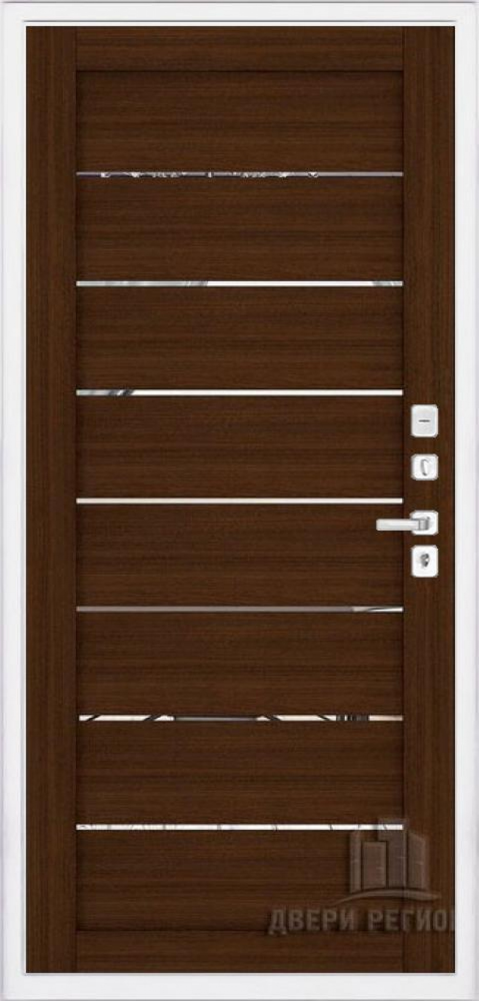 Входная дверь Regidoors NOVA LIGHT 2125 с зеркалом "Орех вельвет"